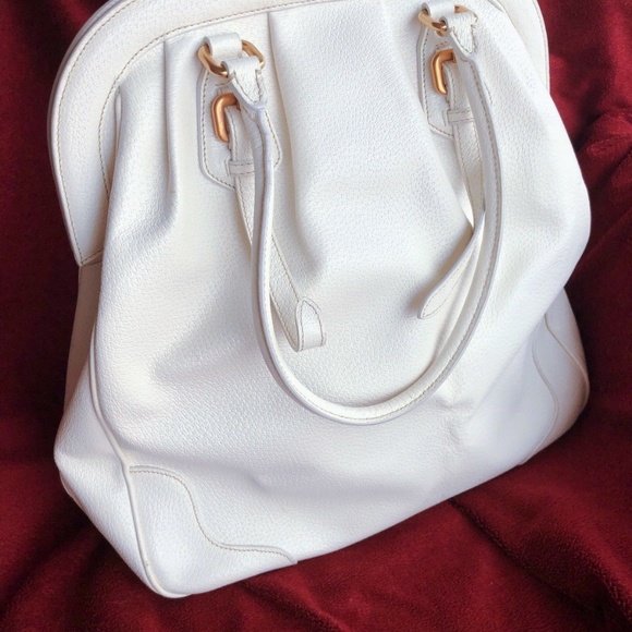 White Prada Leather Doctor Bag with Gold HW - Picture 2 of 8